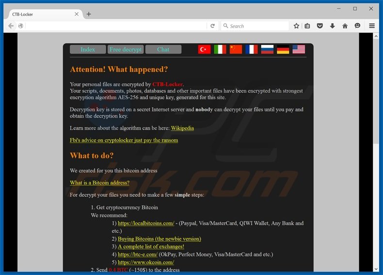 ctb-locker attacking websites - homepage