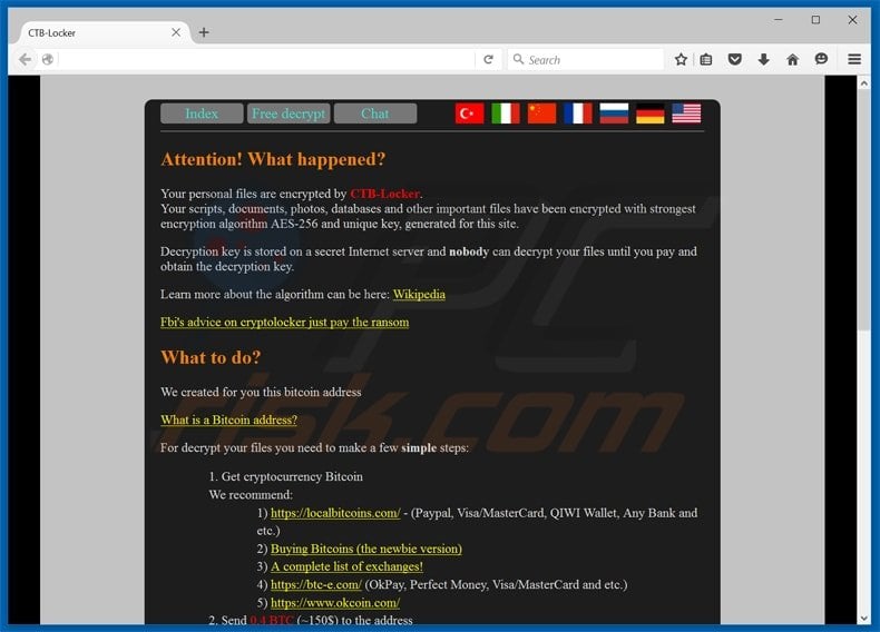 ctb-locker attacking websites - homepage