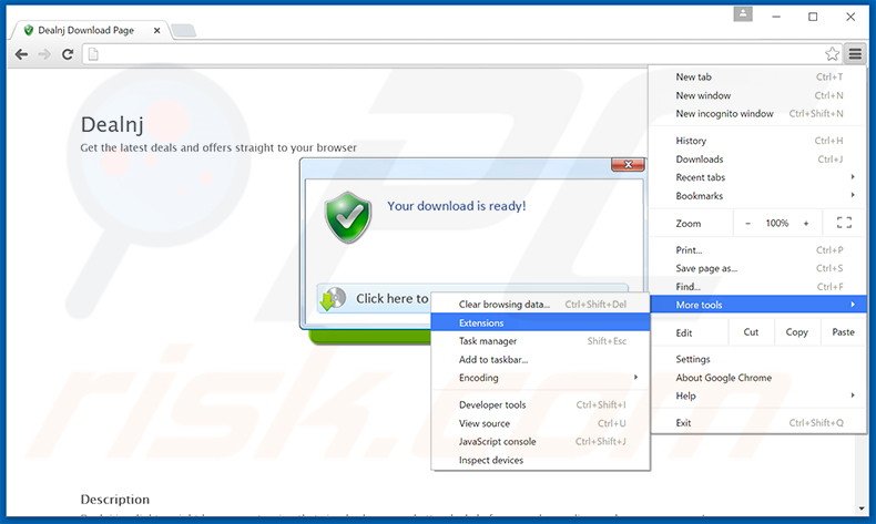 Removing Dealnj  ads from Google Chrome step 1