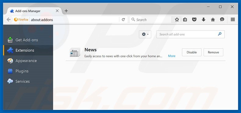Removing search.easycurrentnewsaccess.com related Mozilla Firefox extensions