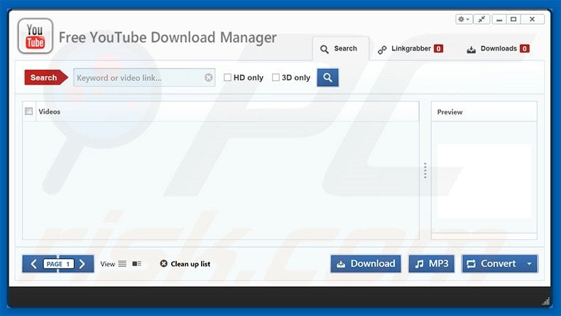 Adware-type program Free Youtube Download Manager