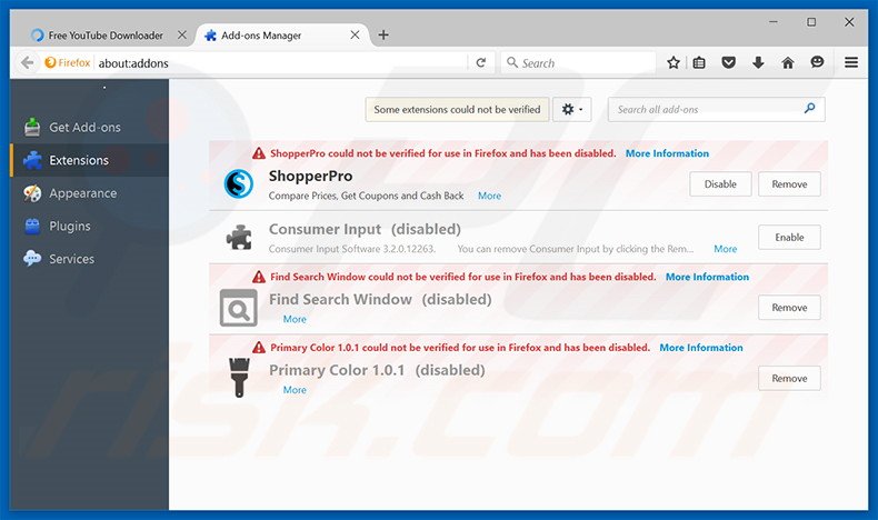 Removing Free Youtube Download Manager ads from Mozilla Firefox step 2