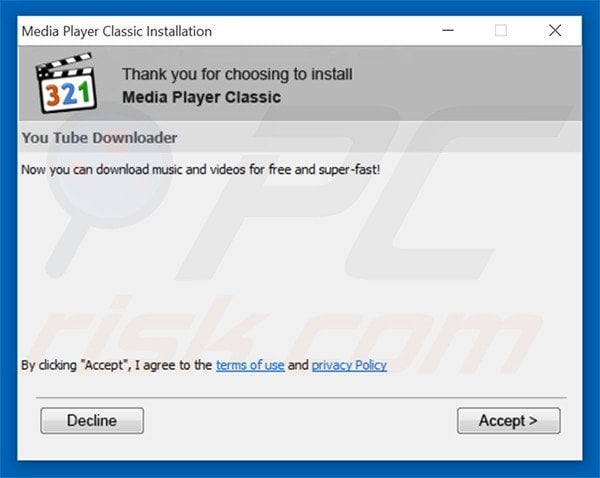 Delusive installer used to distribute Free Youtube Download Manager