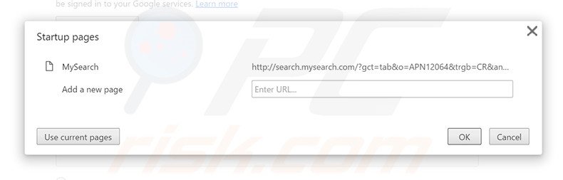 Removing search.mysearch.com from Google Chrome homepage