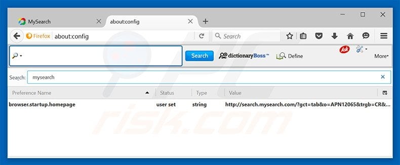 Removing search.mysearch.com from Mozilla Firefox default search engine