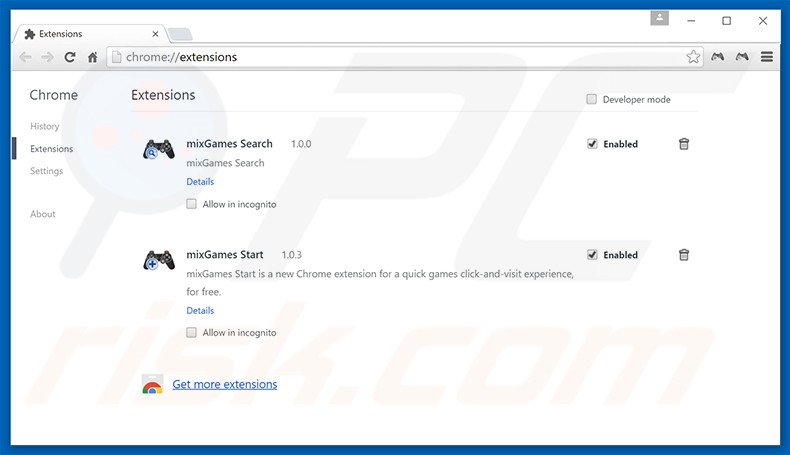 Removing games.searchalgo.com related Google Chrome extensions