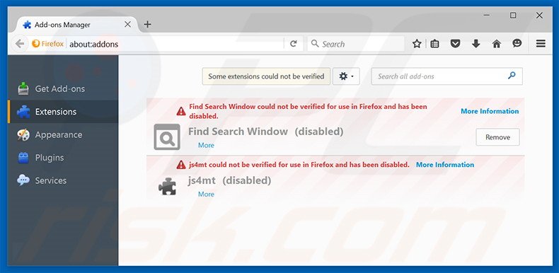 Removing games.searchalgo.com related Mozilla Firefox extensions