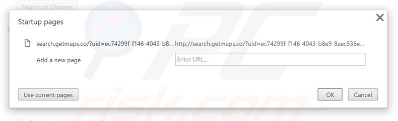 Removing search.getmaps.co from Google Chrome homepage