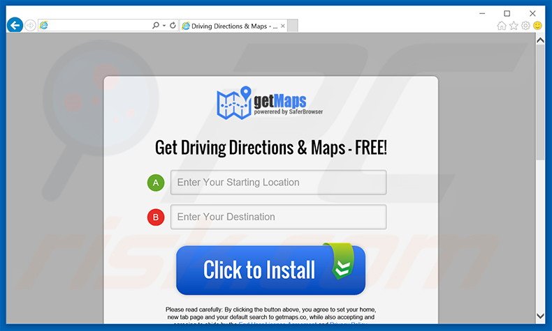 Website used to promote Get Maps browser hijacker