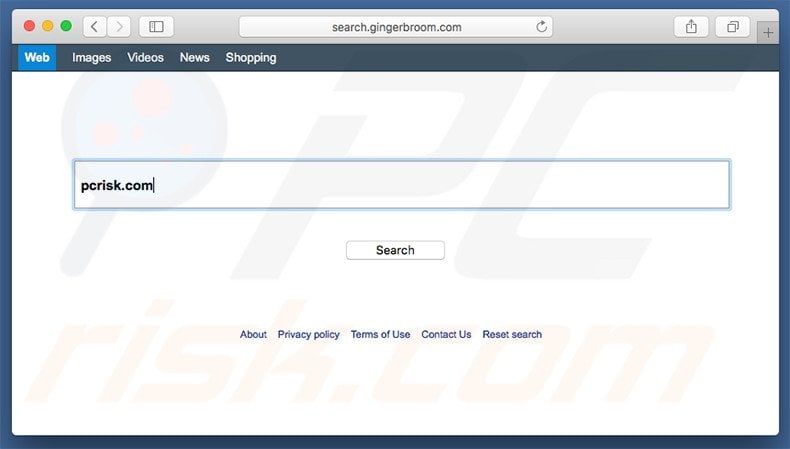 search.gingerbroom.com browser hijacker on a Mac computer