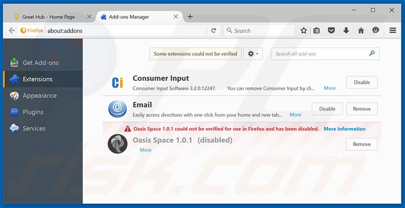 Removing Great Hub ads from Mozilla Firefox step 2