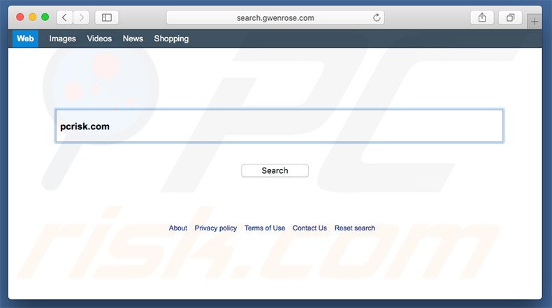 search.gwenrose.com browser hijacker on a Mac computer