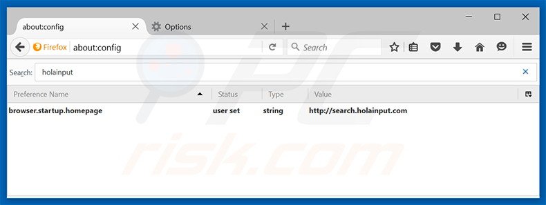 Removing search.holainput.com from Mozilla Firefox default search engine