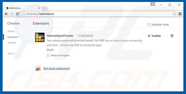 Removing Internet Speed Tracker related Google Chrome extensions