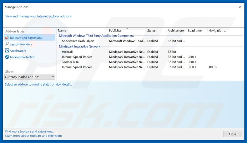 Removing Internet Speed Tracker related Internet Explorer extensions
