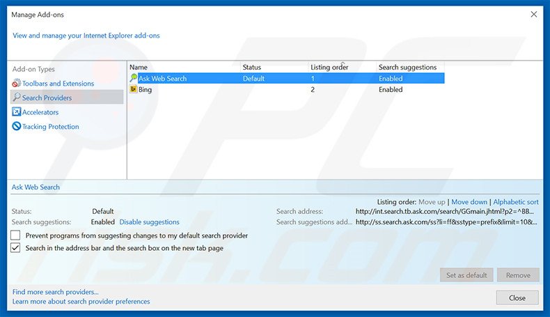 Removing Internet Speed Tracker from Internet Explorer default search engine
