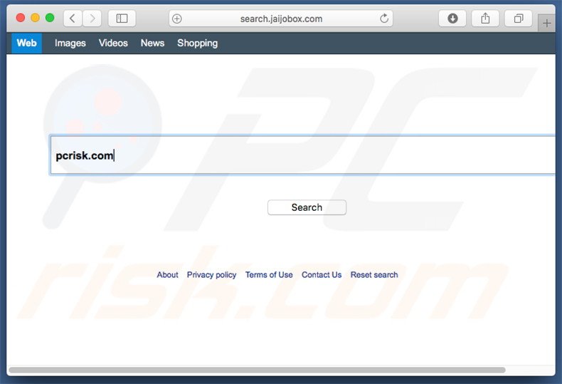 search.jaijobox.com browser hijacker on a Mac computer
