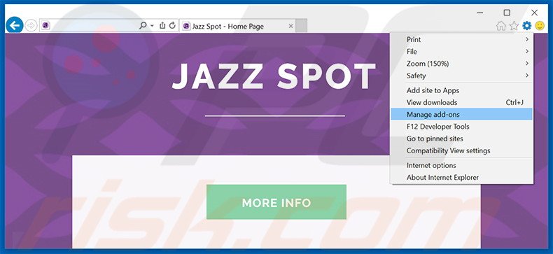 Removing Jazz Spot ads from Internet Explorer step 1