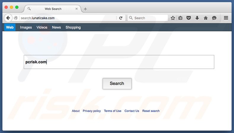 search.lunaticake.com browser hijacker on a Mac computer