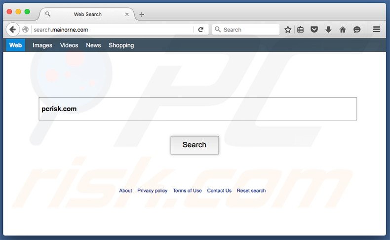 search.mainorne.com browser hijacker on a Mac computer