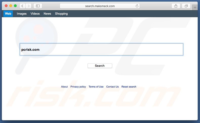 search.maksmack.com browser hijacker on a Mac computer