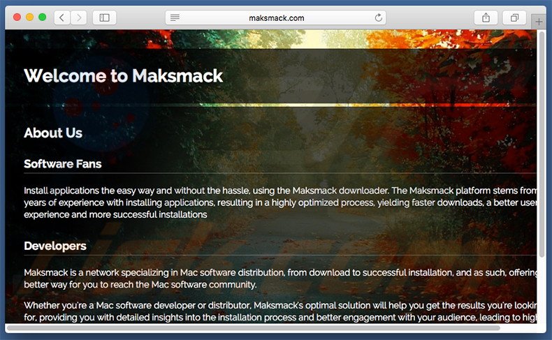 Dubious website used to promote search.maksmack.com