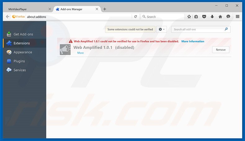 Removing MixVideoPlayer ads from Mozilla Firefox step 2