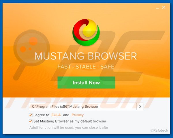 Official Mustang Browser adware installation setup