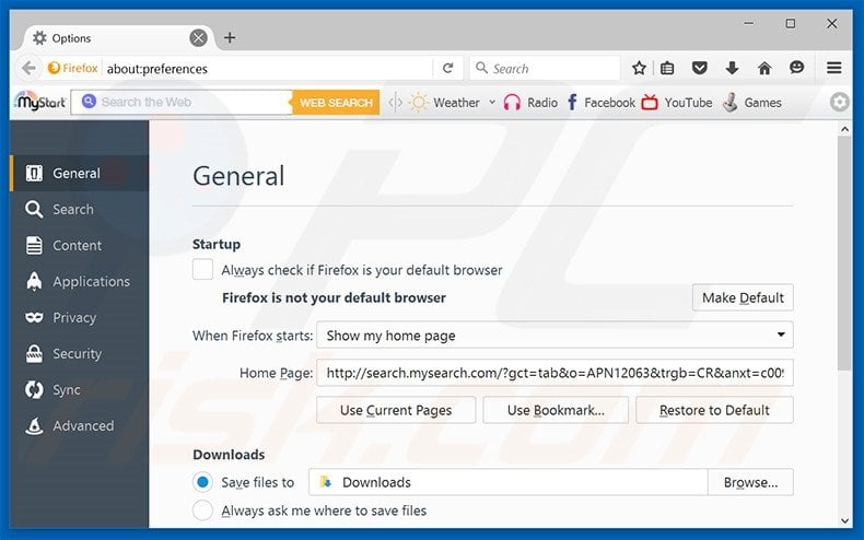 Removing Muzik Fury from Mozilla Firefox homepage