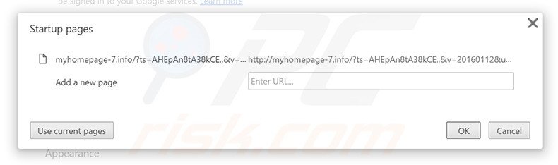 Removing myhomepage-7.info from Google Chrome homepage