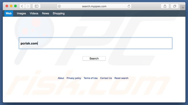 search.myppes.com browser hijacker on a Mac computer