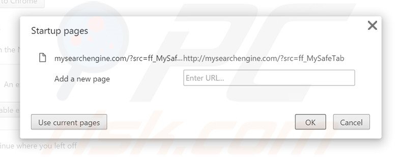 Removing mysearchengine.info from Google Chrome homepage