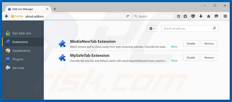 Removing mysearchengine.info related Mozilla Firefox extensions