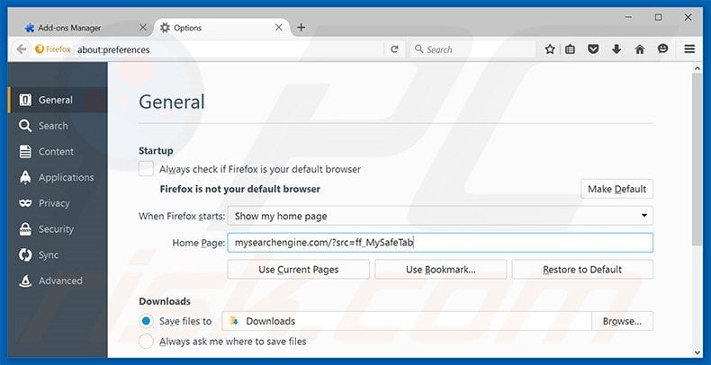 Removing mysearchengine.info from Mozilla Firefox homepage