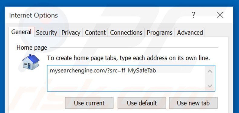 Removing mysearchengine.info from Internet Explorer homepage