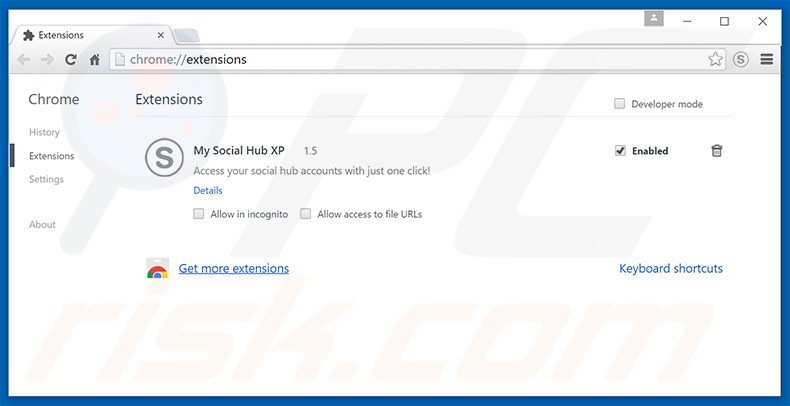 Removing search.mysocialhubxp.com related Google Chrome extensions