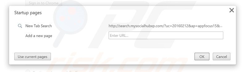 Removing search.mysocialhubxp.com from Google Chrome homepage