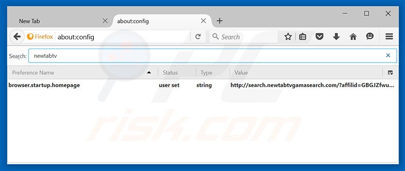 Removing search.newtabtvgamasearch.com from Mozilla Firefox default search engine