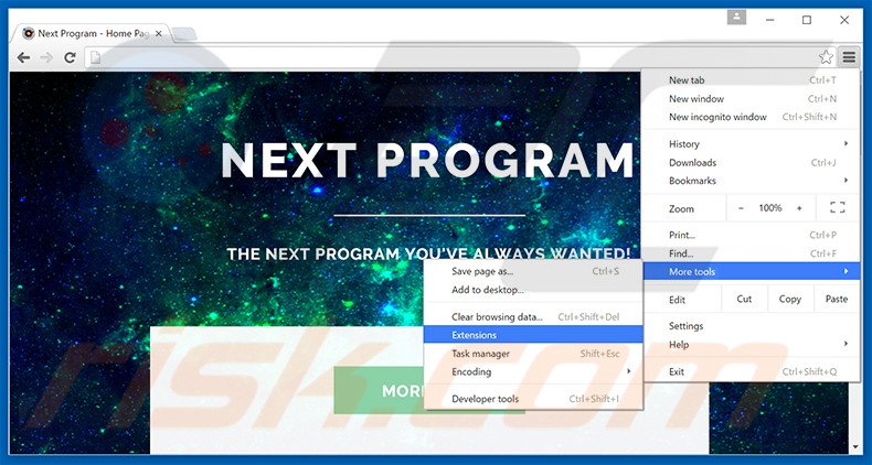Removing Next Program  ads from Google Chrome step 1