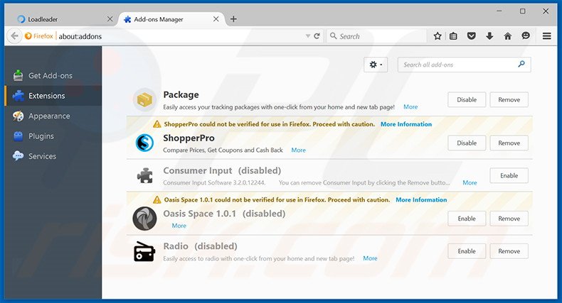 Removing PCBackupWizard ads from Mozilla Firefox step 2