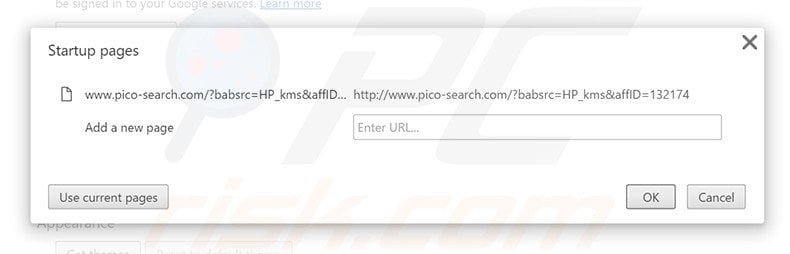 Removing pico-search.com from Google Chrome homepage