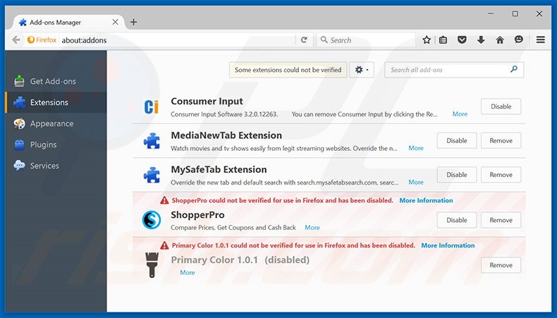 Removing play-bar-search.com related Mozilla Firefox extensions