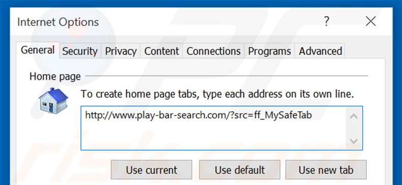 Removing play-bar-search.com from Internet Explorer homepage