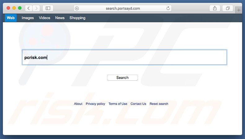 search.portsayd.com browser hijacker on a Mac computer