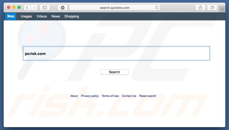 search.quitelex.com browser hijacker on a Mac computer