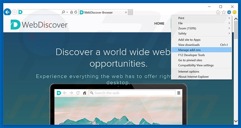 Removing safestsearches.com ads from Internet Explorer step 1