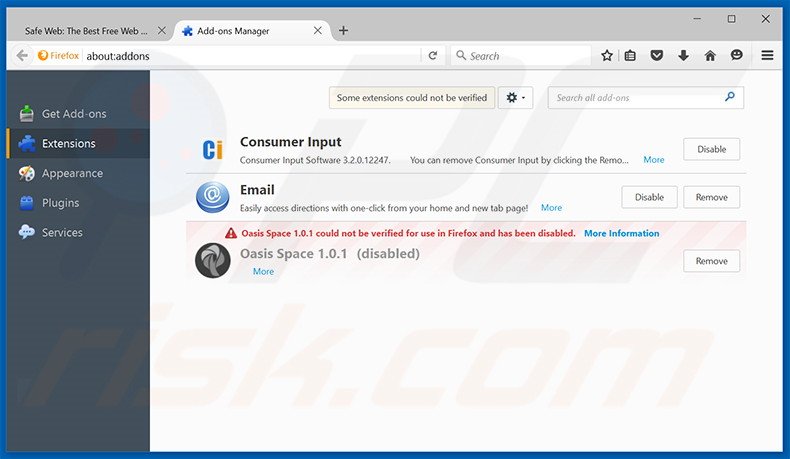 Removing Safe Web ads from Mozilla Firefox step 2