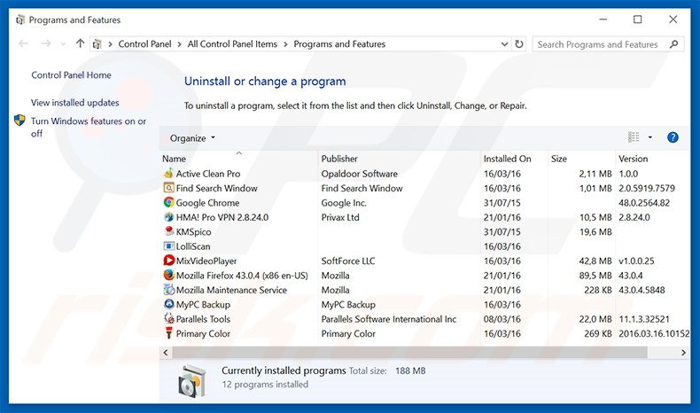 Sale Planet adware uninstall via Control Panel