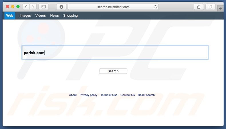 search.neishifear.com browser hijacker on a Mac computer