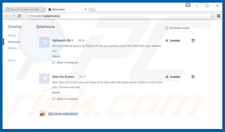Removing search.mysearch.com related Google Chrome extensions
